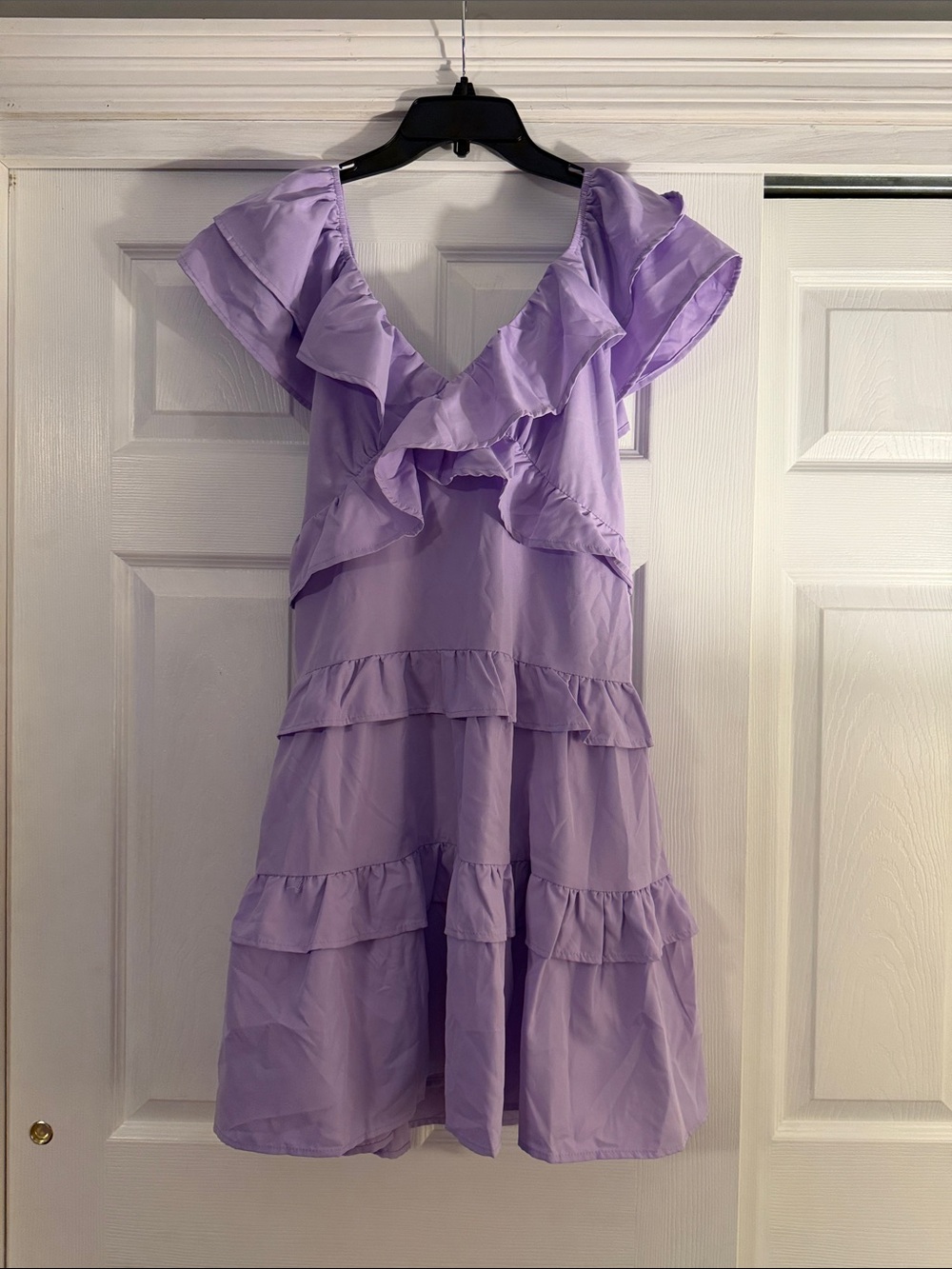 Ces Femme Lavender Ruffle Tier Midi Dress
